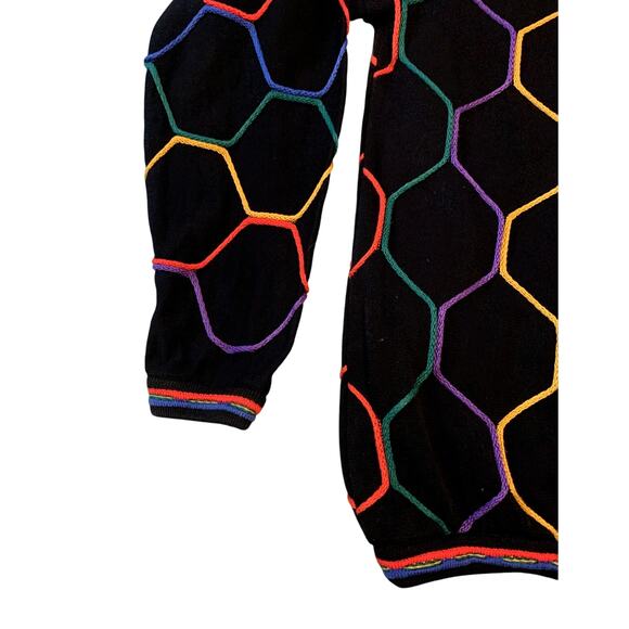 Tundra Canada Men Sweater Large Coogi Style Black Yellow Red Green Cotton - Picture 4 of 14